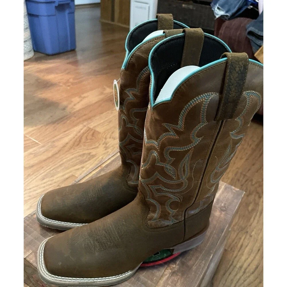 Laredo Men's Odie Dark Brown & Tan Size 10.5D Square Toe Boots 7961 NEW IN BOX